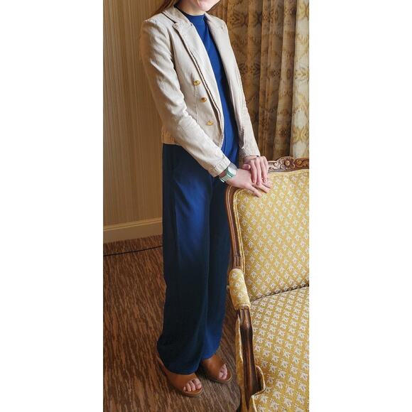 L’AGENCE Off-White 100% Cotton Structured Double-Breasted Wayne Jacket Blazer M - Picture 16 of 16